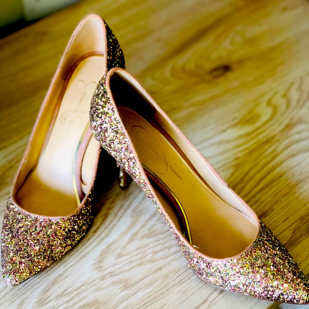 Gold Sparkle Heels size 7